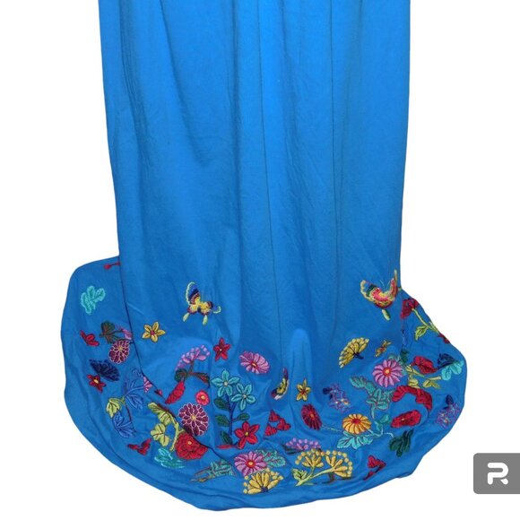 Johnny Was JW Los Angeles Embroidered Butterfly & Flowers Maxi Dress Size Large - Picture 2 of 12